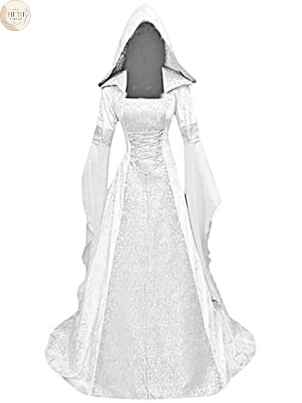 WISHU Womens Gothic Hooded Witch Dress Medieval Victorian Halloween Costume